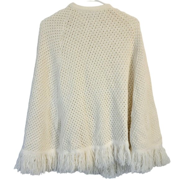Vintage 70s Crochet Poncho Cardigan Wrap Jacket Shawl Women One Size Fall Winter - Picture 3 of 16